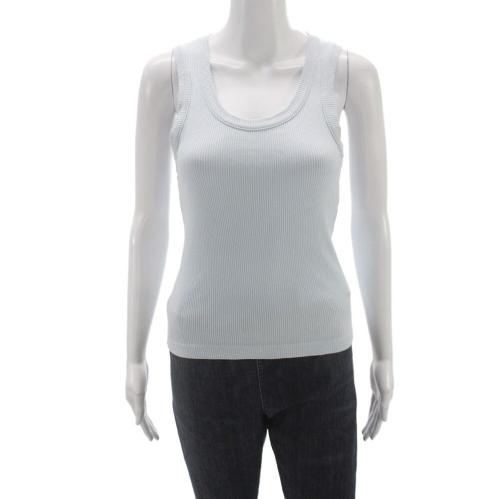 Agolde Women Basic Tank Blue Scoop Neck Organic Cotton Sleeveless Size S